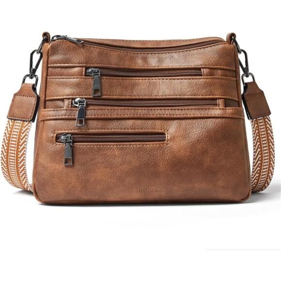 Vegan Leather Handbags with Guitar Strap Brown - Picture 1 of 6